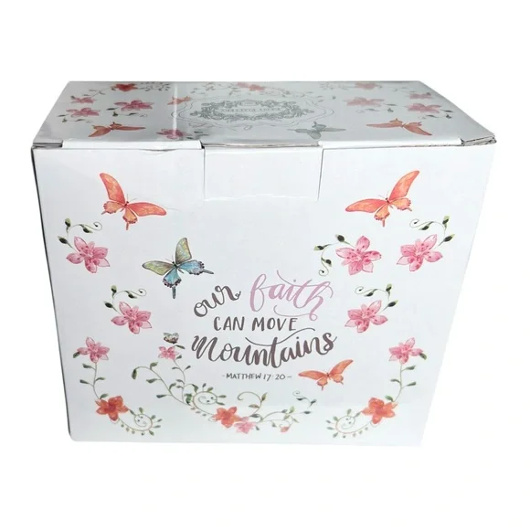 Mug Set, Faith Can Move Mountains Floral, Butterfly, Bible Verse - Picture 4 of 5